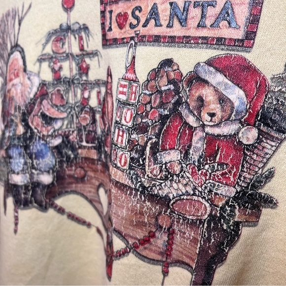 Vintage Lee Cotton Blend Christmas Sweatshirt size M Old Time Santa Crewneck - Picture 4 of 7